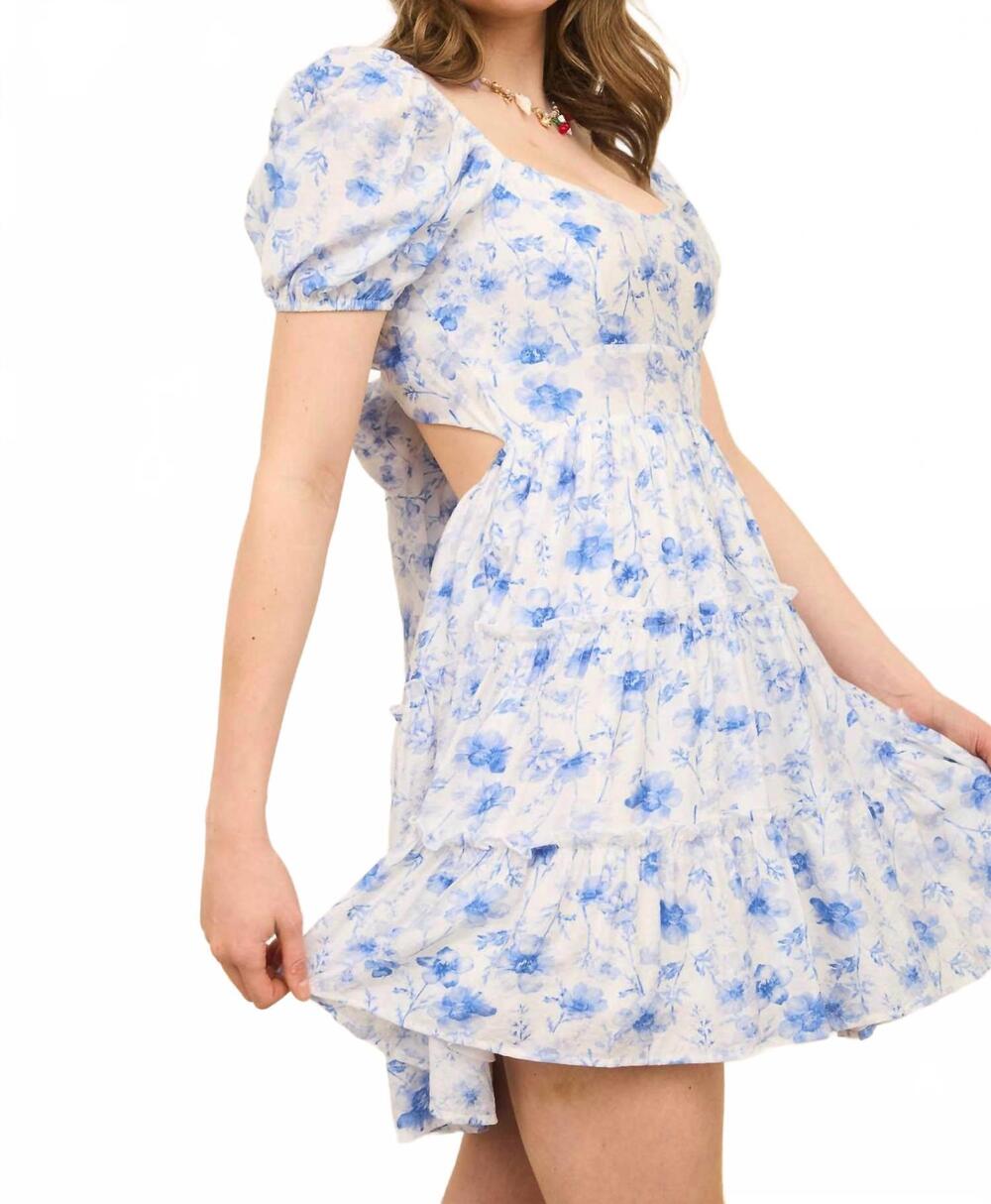 NEW BLU PEPPER floral open back mini dress in multi